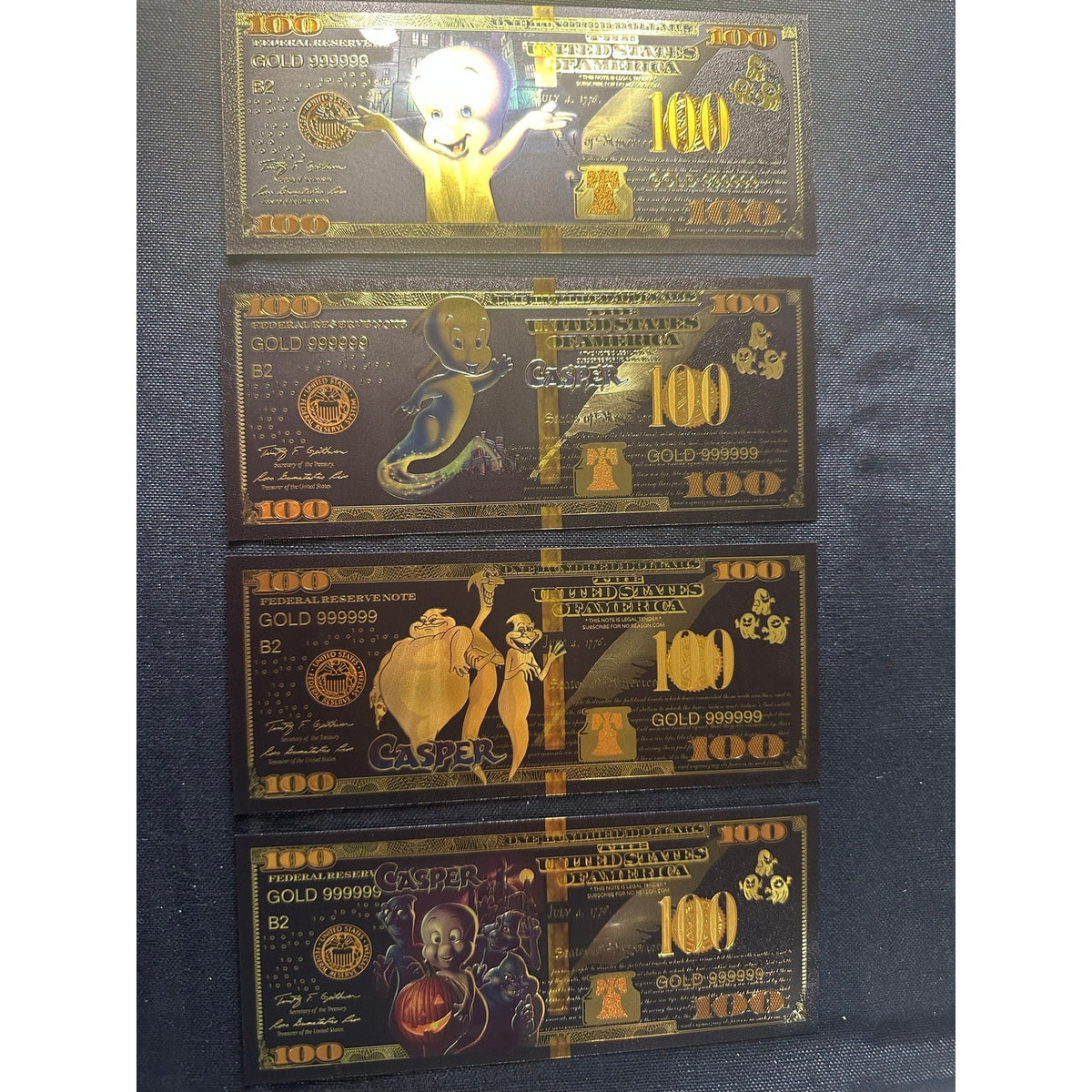 Casper The Friendly Ghost 4-Piece Gold Foil Novelty Note Set Halloween