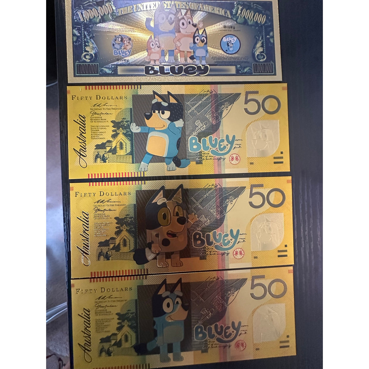 Bluey 4 Piece Foil Novelty Note Set Bingo Bandit Family Collectibles
