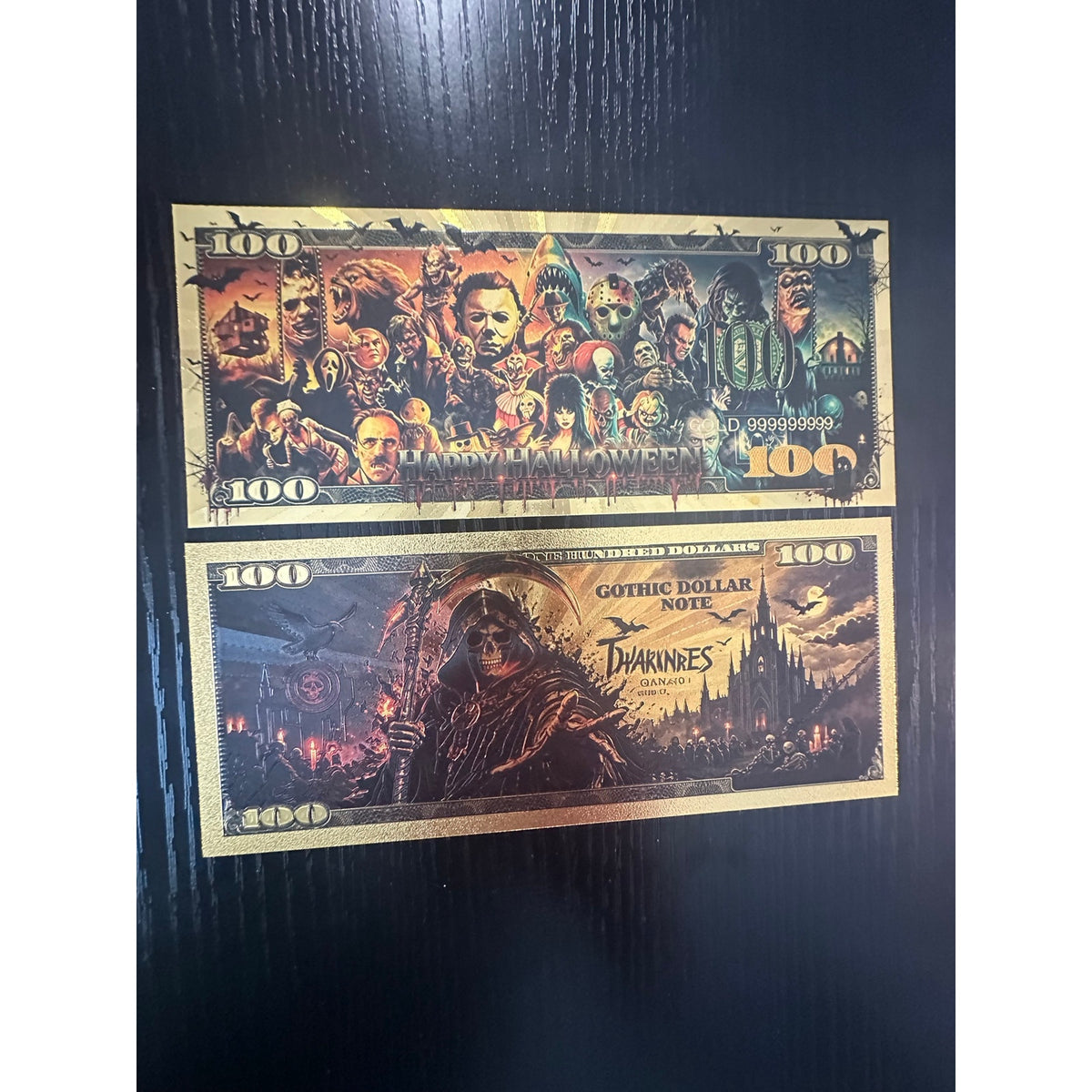 Halloween Horror Grim Reaper 2 Piece Gold Foil Novelty Note Set Collectible