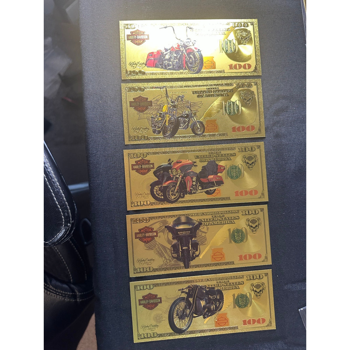 Harley-Davidson Motorcycle 5-Piece Gold Foil Novelty Note Set Collectible