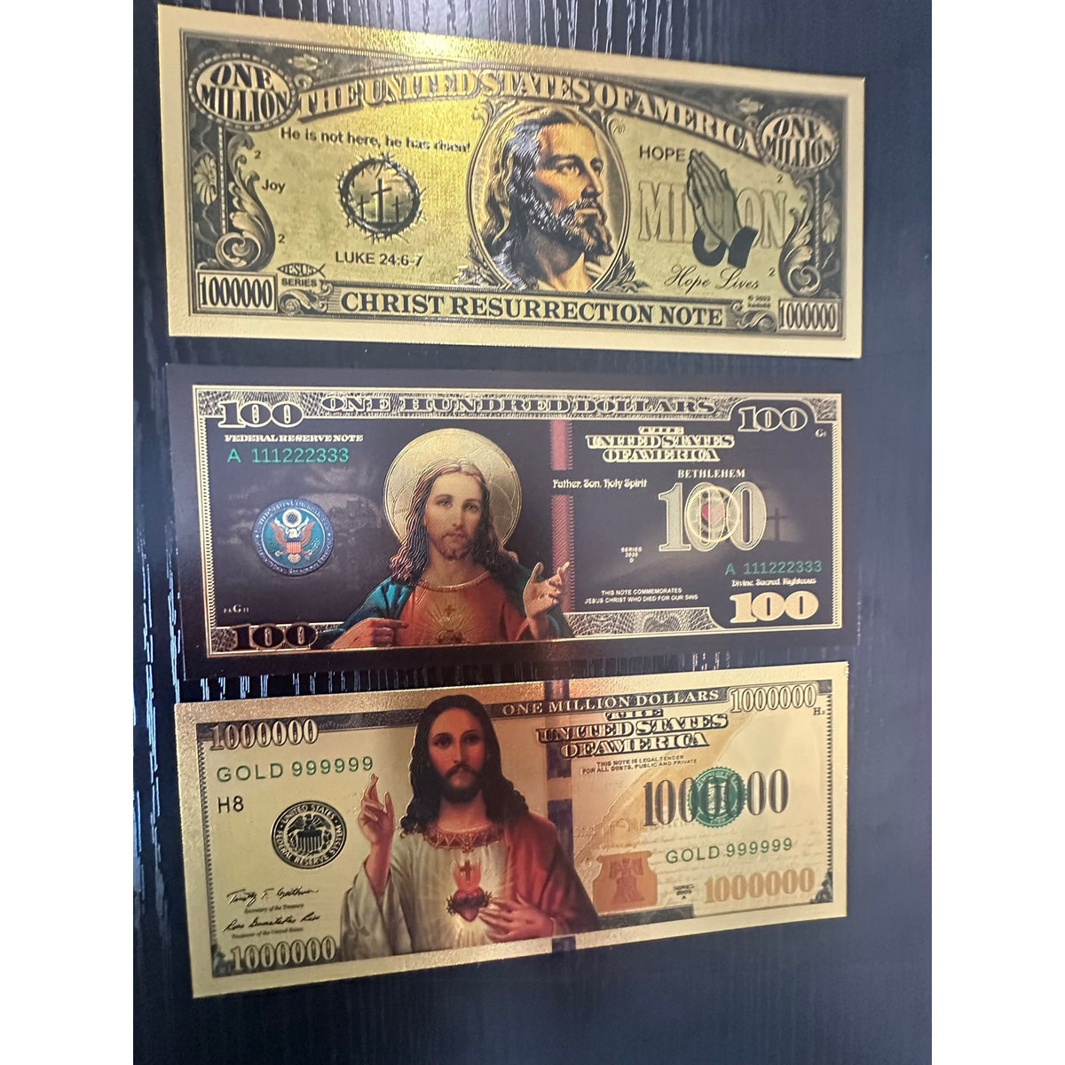 Jesus Christ 7 Piece Gold Foil Note Set Last Supper Christian Collectibles