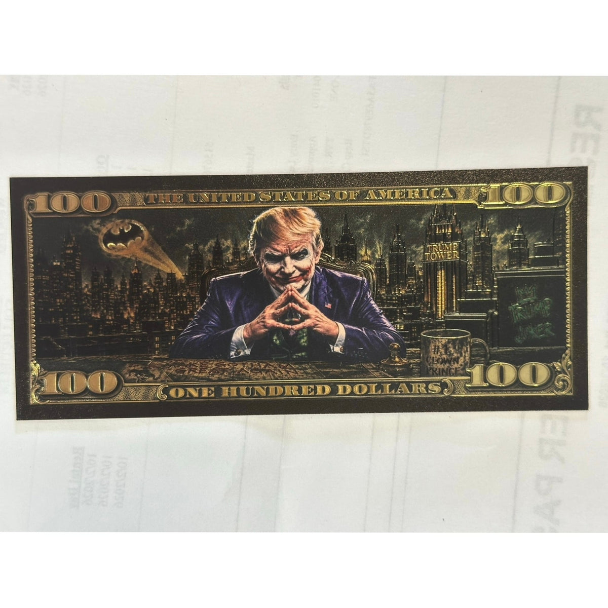 Donald Trump Joker Why So Serious Gold Foil $100 Novelty Note