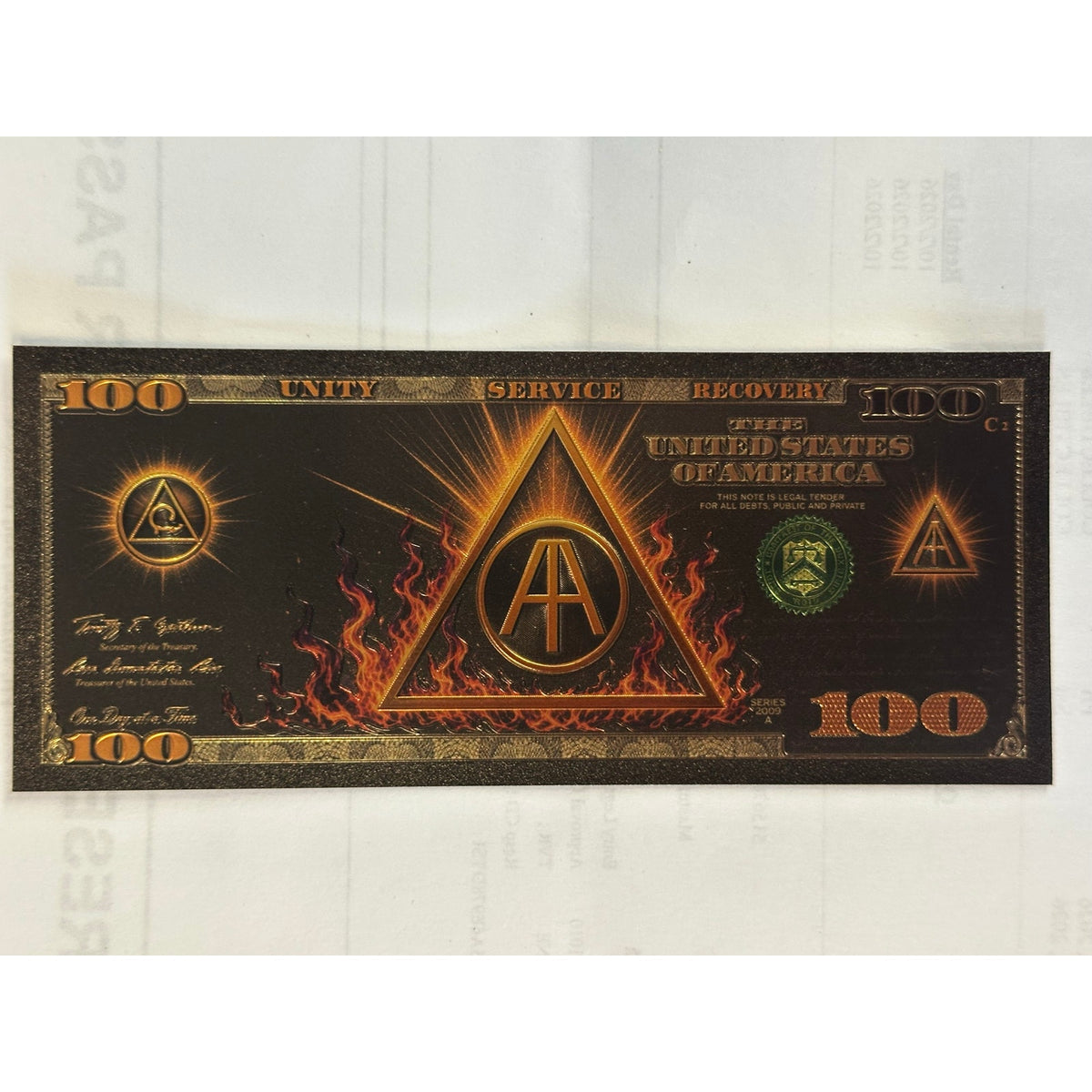 Celebrate the journey of recovery with this striking black-and-gold foil novelty