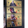 Suicide Squad 4 Piece Gold Foil Note Set Harley Quinn Joker Deadshot Boomerang