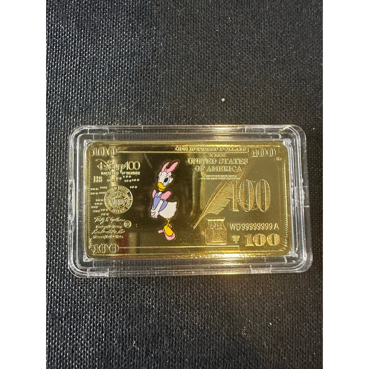 Disney 100 Daisy Duck Gold Collectible $100 Banknote Bar 100 Years of Wonder